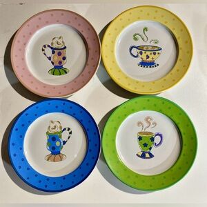 Set of four Signature Riviera Van Beers 
“Coffee Shop" salad/snack plates.